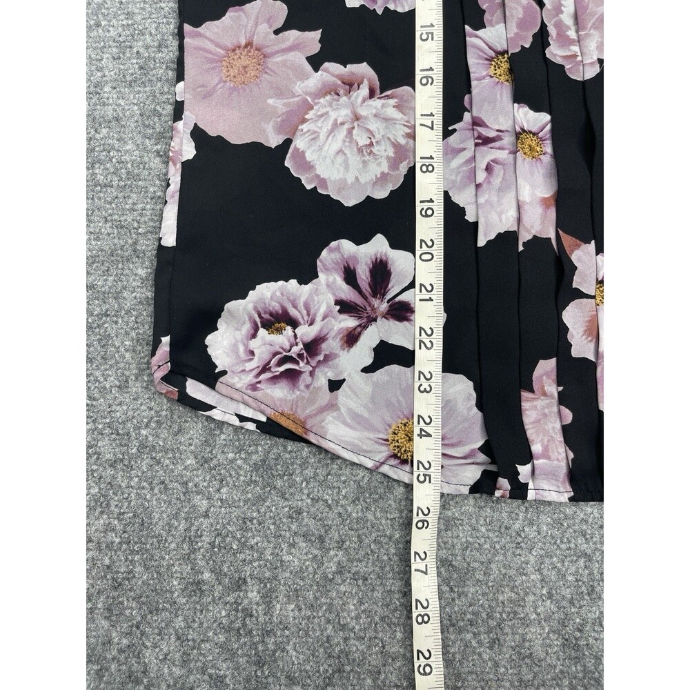 Karl Lagerfeld Top Womens Medium Black Floral Lightweight Long Sleeve Blouse - Picture 10 of 11